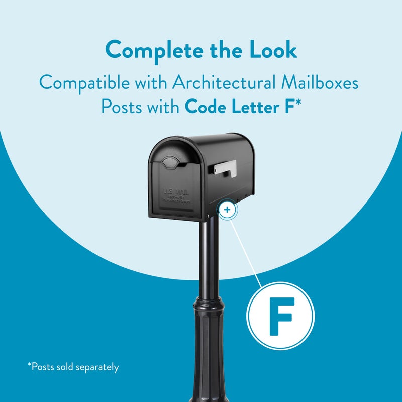 Architectural Mailboxes 8830B-10 Winston Nickel Flag Post Mount Mailbox, Medium, Black - Image 4